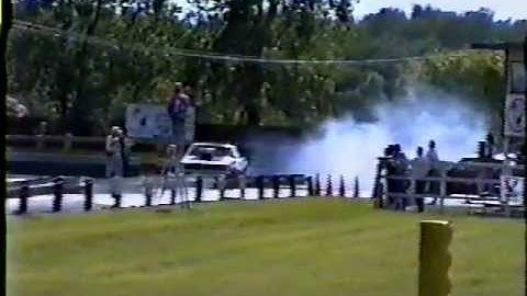 Bob Leverich Jr first time racing his front engine dragster at Ubly MI dragway mid 90