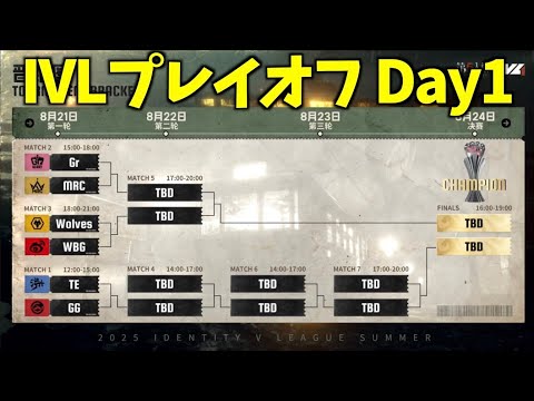 見逃し配信】夏季IVL プレイオフDay1【第五人格】【IdentityV