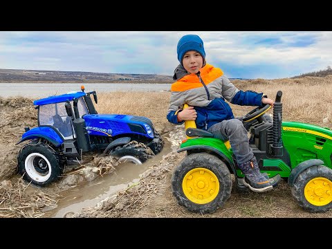 Darius Plays with Tractor in the mud and Learns Traffic Signs for kids