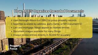 NYC ACRIS Basics  Reading Lien, Mortgage & Case Filings