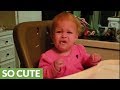 Baby girl tries eating ice cream for the first time