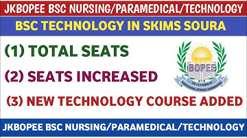 jkbopee bsc nursing 2022 | bsc paramedical | bsc technology total seats | skims