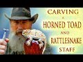 Carving a Wooden Horned Lizard/Rattlesnake Walking Stick