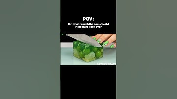 💚 Slicing a Squishy Edible Minecraft Slime Block – ASMR Candy Core! #SlimeBlock #ASMRMinecraft