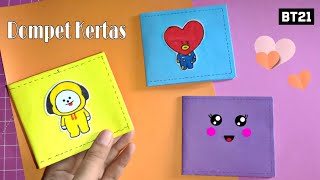 Cara membuat dompet dari kertas | How to make a cut paper wallet | Origami wallet|Dompet kertas BT21