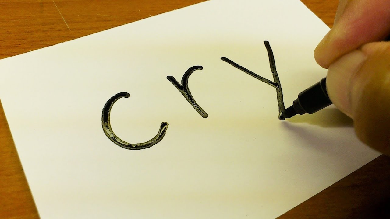 ⁣Very Easy ! How to turn words CRY into a Cartoon - Drawing doodle art on paper
