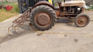 9N Ford tractor Cultivating with an old ferguson Cultivator