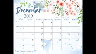 Free Printable December 2019 Calendar - Wiki-Calendar.Com