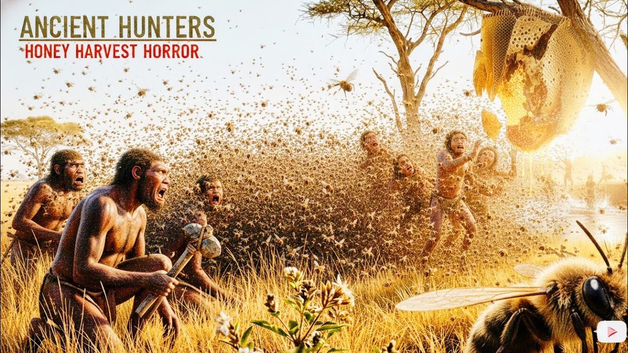 Millions of Years Ago: Early Humans Risk Everything Stealing Honey from Giant Prehistoric Bees!