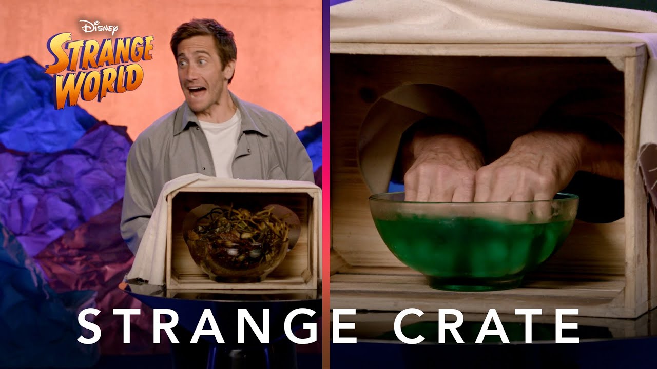 Strange World | In Theaters November 23 - Seaweed + Mashed banana + Sticky hands = The cast of Disney's #StrangeWorld playing a game of... strange crate.
