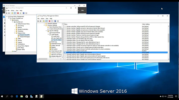 windows server 2016 enable smart card login