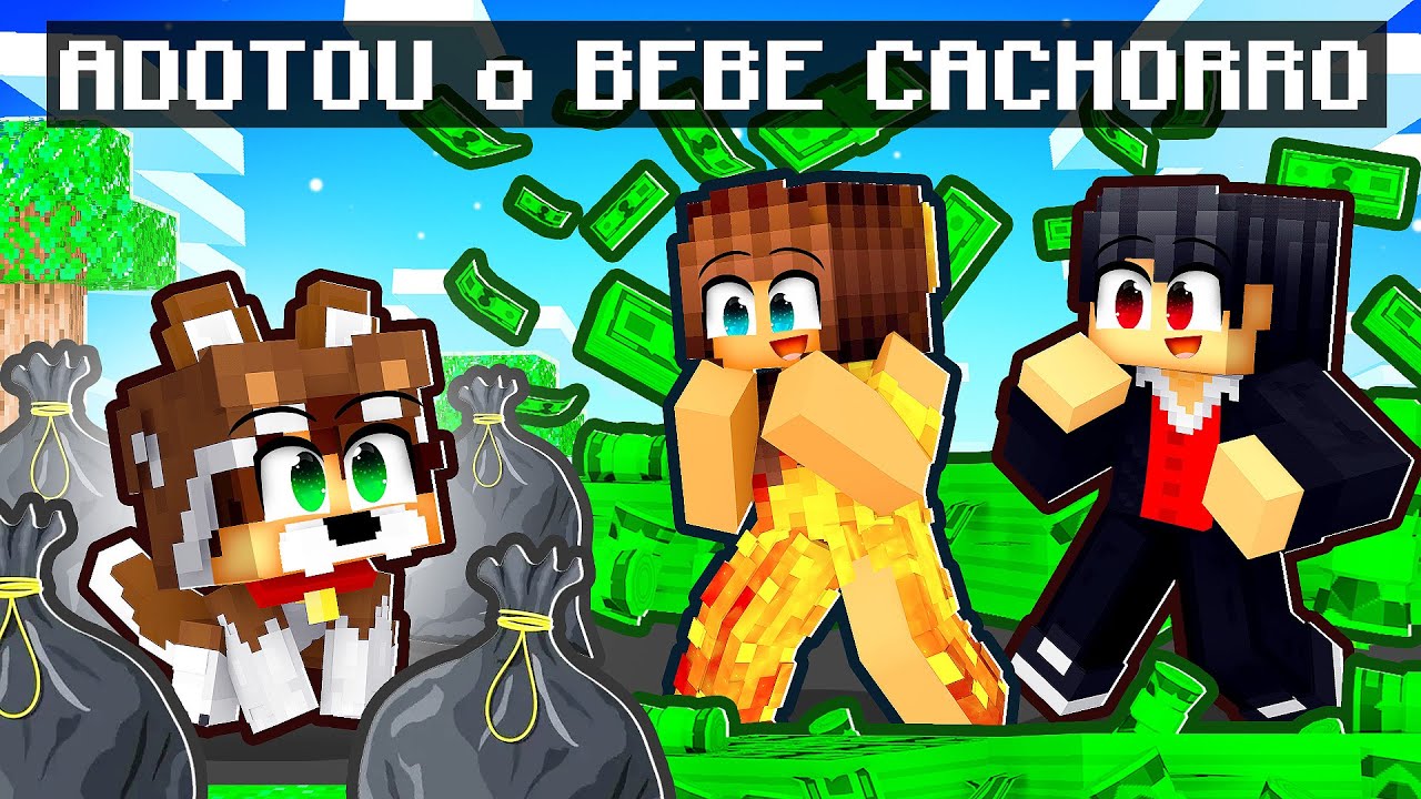 FAMILIA RICA ADOTOU o BEBE CACHORRINHO no Minecraft