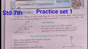 Practice set 1 class 7th maths | Geometrical constructions