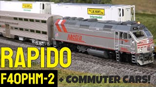 Rapido HO Scale F40PHM-2 w/ LokSound DCC & LED Lights | Detailed Review & Running Demo + Metra Cars!