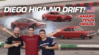 DRIFT nos EUA @Piloto Diego Higa(Netflix Hyperdrive) de Opala Turbo, Tesla Plaid 1020hp e Camaro 0km
