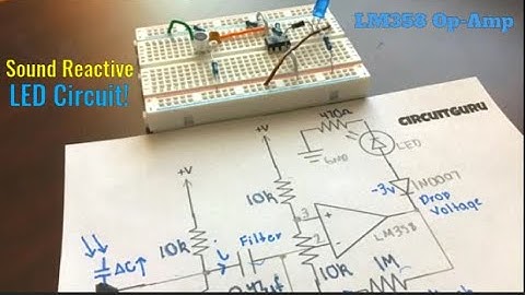 Sound Reactive LED Circuit Using LM358 Op-Amp and Mic