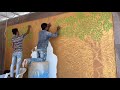 Radha krishna wall texture design complete process  new modern wall texture painting