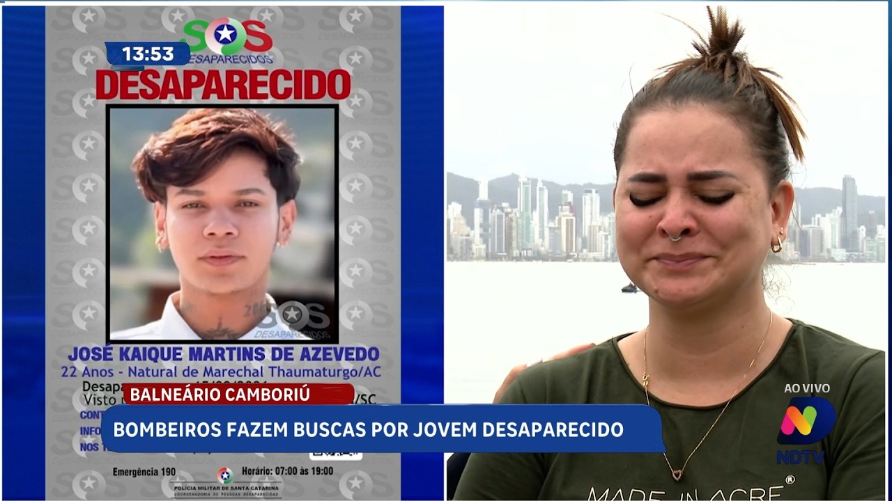 Bombeiros fazem buscas por jovem desaparecido em Balneário Camboriú
