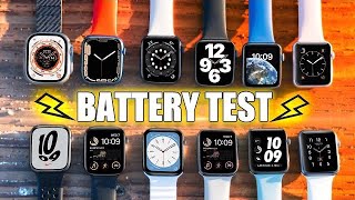 Apple Watch ULTRA vs Series 8 / 7 / 6 / 5  / 4 / SE / SE2 / 3 - 0 /  Battery Test!