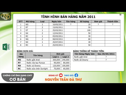 Cơ bản 5.3.2017 Đề 1 Excel | Tổng thành tiền ngày tháng với SUMIFS và cột phụ | CC Ứng dụng CNTT