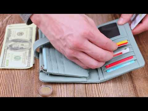 Цікаве жіноче портмоне з натуральної шкіри KARYA 21000 Сіро-блакитний, видео 1