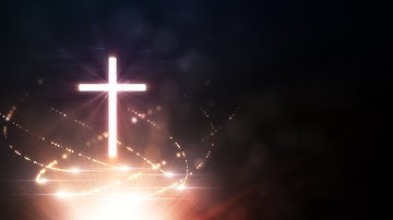 Golden Cross with Glowing Particles on the Left - 4K Looping Video