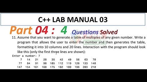 C++ Lab Manual 03 (Part 04) in URDU/HINDI