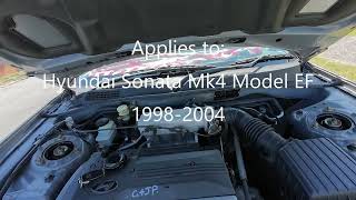 1998-2005 Hyundai Sonata VIN and Engine Serial Number locations