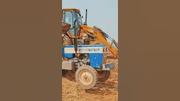 JCB 3dx loading Swaraj mahindra yuvo tech #jcbmacine #shortvideo #shortsfeed #indianyoutuber