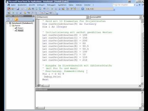 PRG06UE03 Programmierung Felder, Mengen, Zus. Datentypen: Einfache Felder