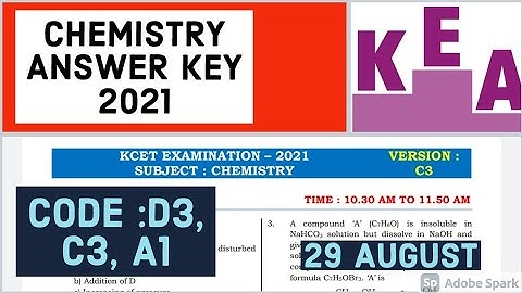 KCET 2021 CHEMISTRY ANSWER KEY (PDF
