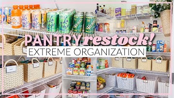 PANTRY RESTOCK! ✔️ SATISFYING PANTRY ORGANIZATION | CLEAN + DECLUTTER | Alexandra Beuter