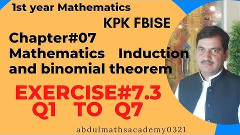 1st year maths kpk board chapter 7 binomial theorem Exercise 7.3 Q1,Q2,Q3,Q4,Q5,Q6,Q7
