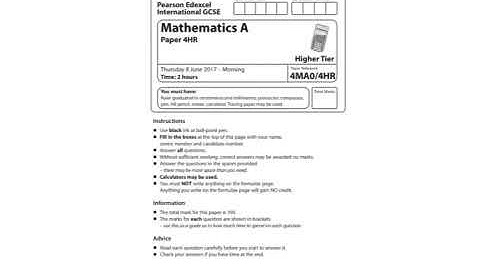 Summer 2017 IGCSE 4HR Cover