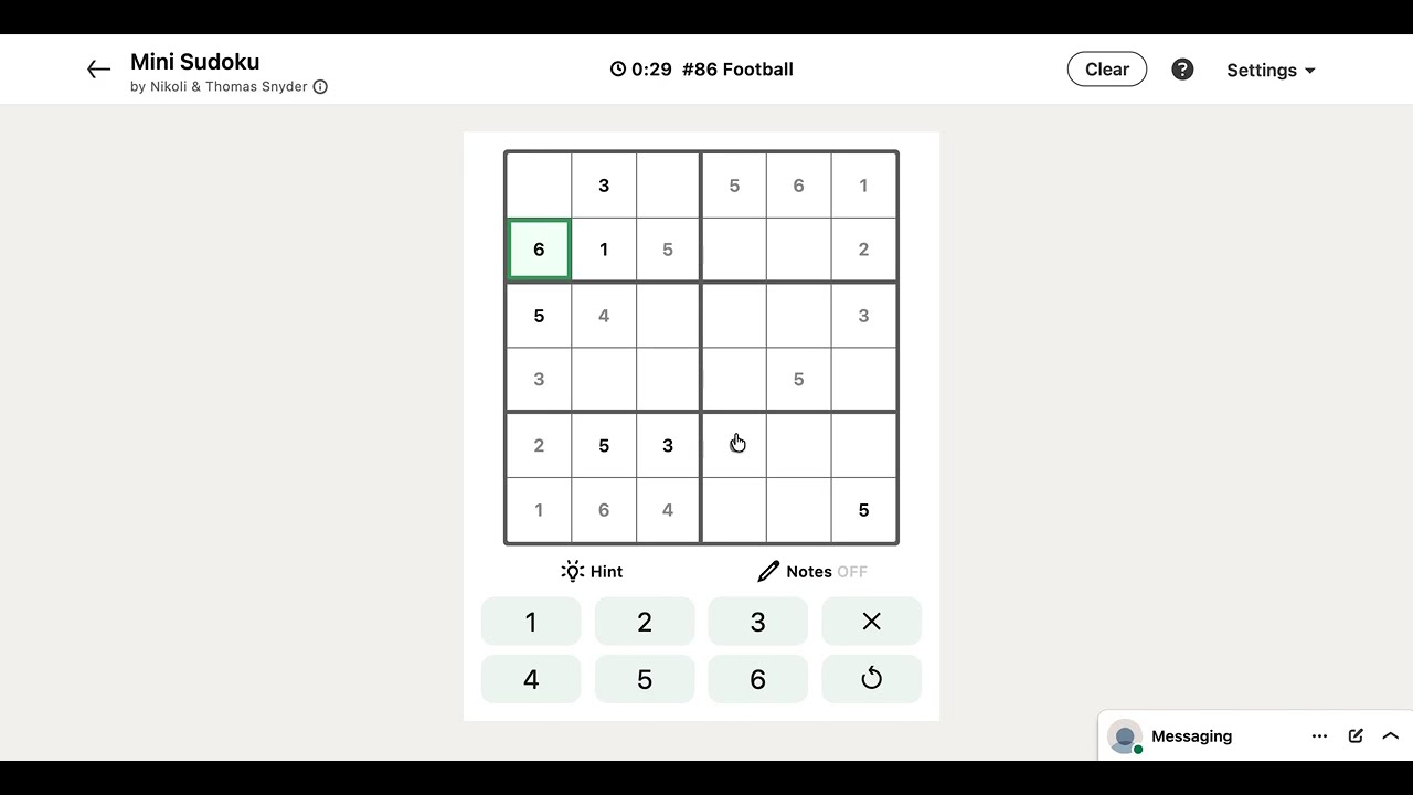 LinkedIn Mini Sudoku #86 Football | Today's Answer