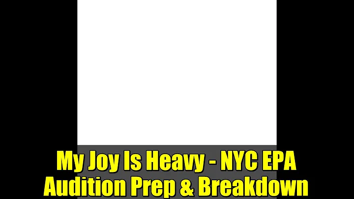 My Joy Is Heavy - NYC EPA Audition Prep & Breakdown | Off-Broadway Musical (Feb–Apr 2026)