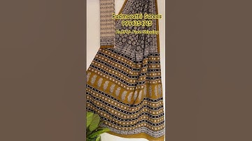 Bagru Handblock Printed Mulmul Cotton Sarees Natural Dyed  PadmavathiSarees l PureCotton l Handlooms