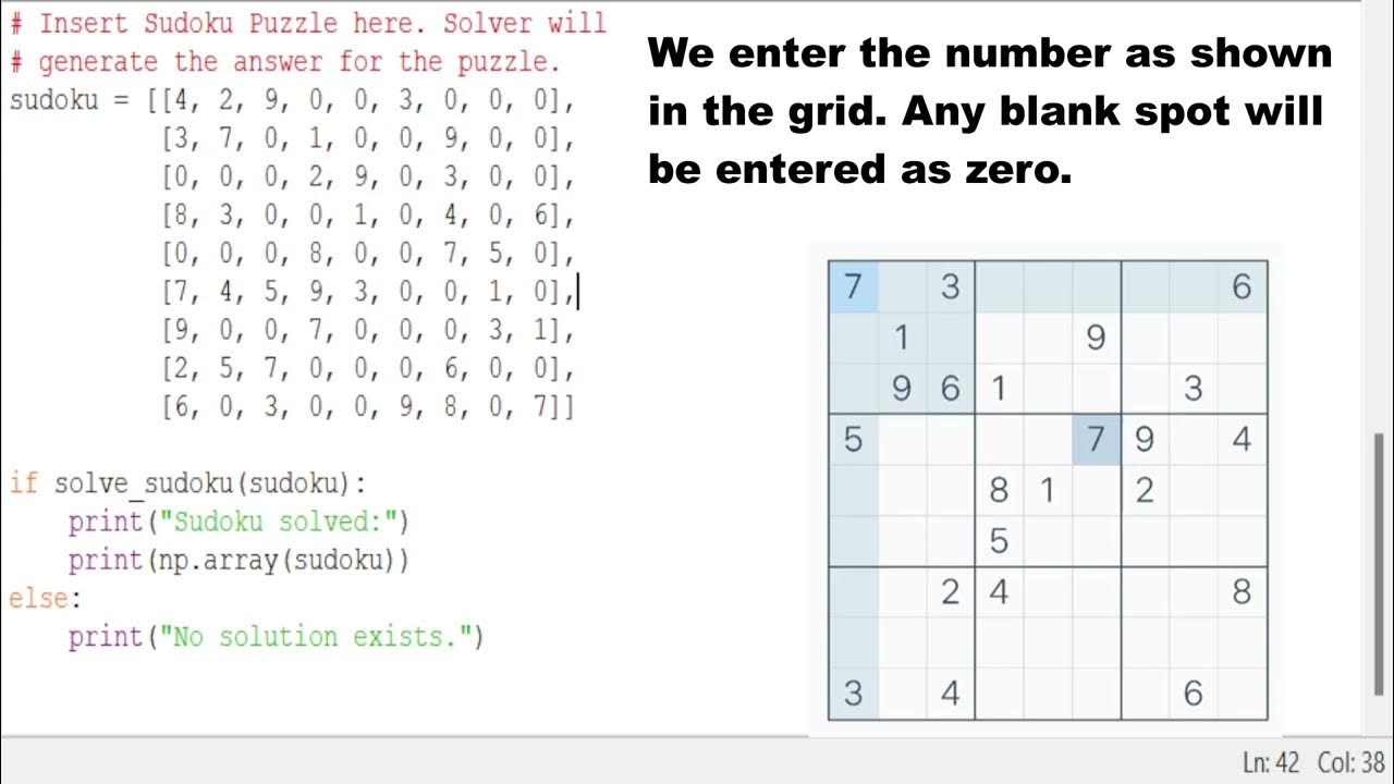 Sudoku Solver Demonstration using Python - YouTube
