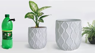 Plastic Bottle Pottery making  Looks like ceramic vase || Tree planter making at home