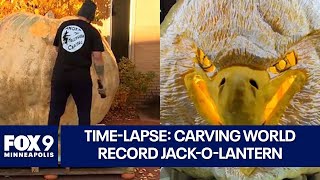 Time-lapse: Watch North America's largest pumpkin be carved into a giant eagle jack-o-lantern