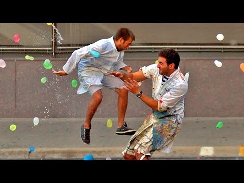 Slow Motion Water Balloon Fight with 1500 people Starring Freddie Wong