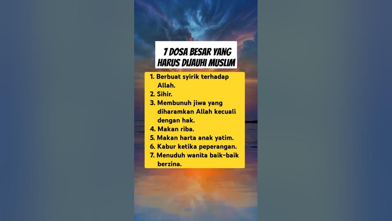 7 dosa besar yang harus dihindari dalam kehidupan sehari-hari