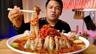 Giant prawns in Super SPICY Fermetned Fish Sauce with 1,000 chilis : BANKII