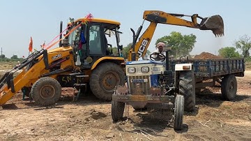 Jcb 3dx Backhoe Machine Loading mud in Swaraj Tractor || Swaraj Tractor Loading Video Part-08