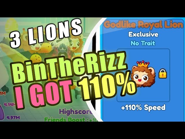 Race Clicker BinTheRizz Gifts Me 3 100% Royal Lions Code Entry At The End