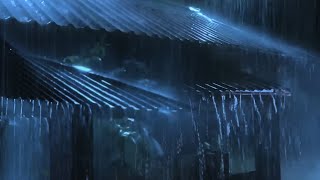 【大雨と雷の音・立体音響】トタン屋根の夜の大雨と雷でストレスを解消して3分以内にぐっすり眠ろう- トタン・屋根のある場所で聞くきれいな雨の音！