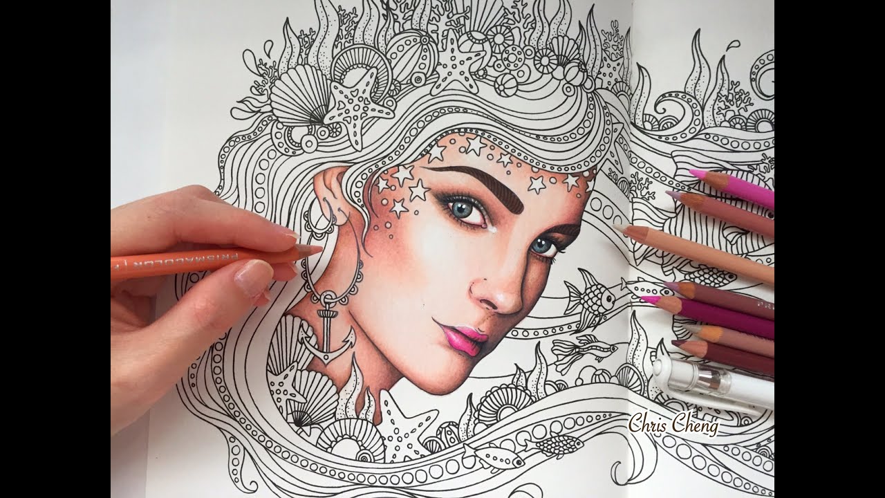 Coloring book with colored pencils