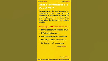 What is Normalization in SQL Server? #shorts #youtubeshorts #shortsvideo