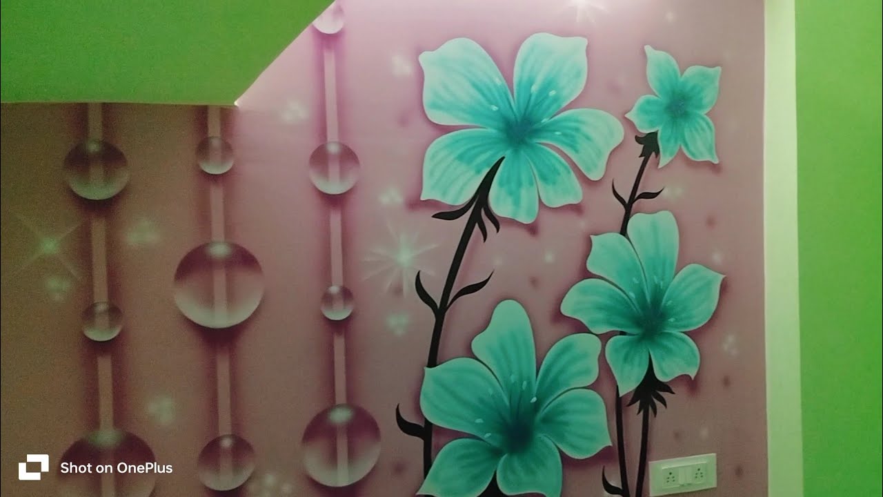 3d wall painting #spray wall art #fake wall paper #wall decor ideas #wallpaper #home decor ko