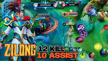 12 kill and 10 assist no death!! zilong unstoppable fight!! - build top 1 global zilong ~ MLBB
